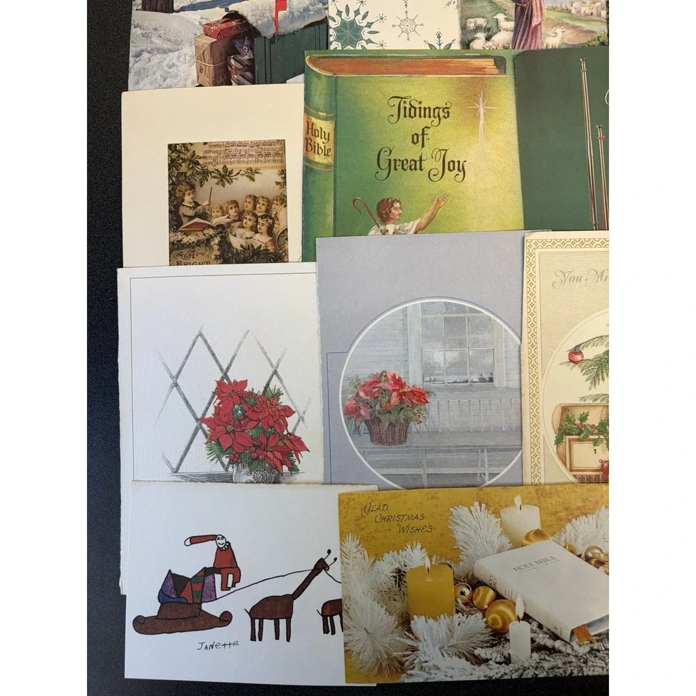 Vintage Christmas Cards Fronts ONLY Traditional Scrapbooking Decoupage Lot 50+